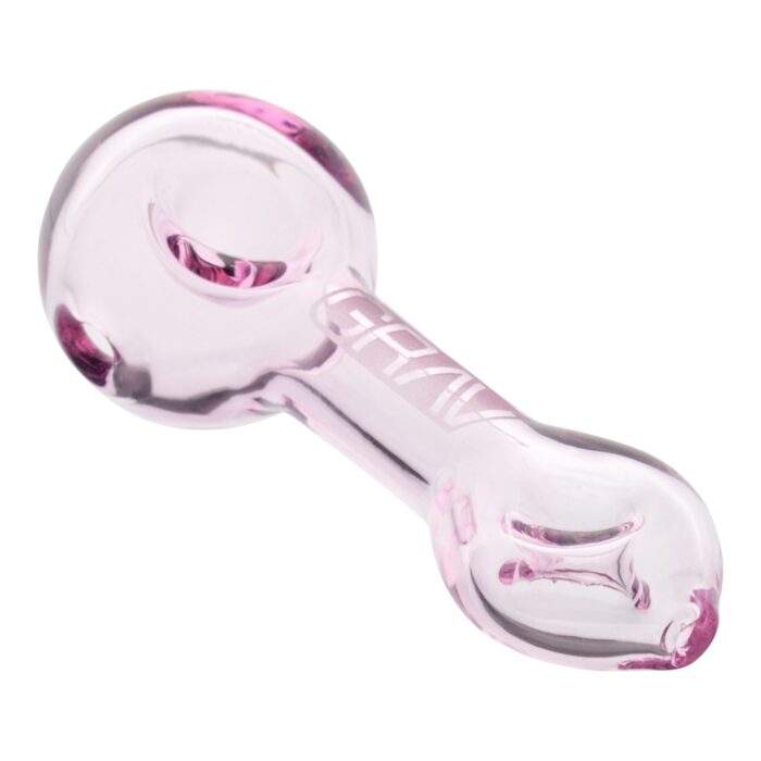 Elegant 3-inch pink cute spoon-shaped GRAV pipe smoking device with clear pink glass