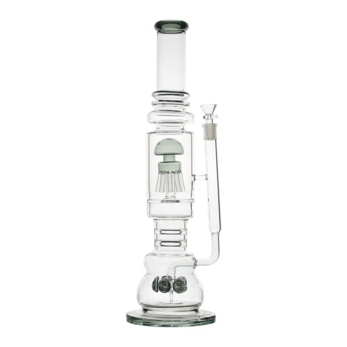 Huge long 18-inch bong beaker style smoking device with jellyfish-looking centerpiece spider design perc