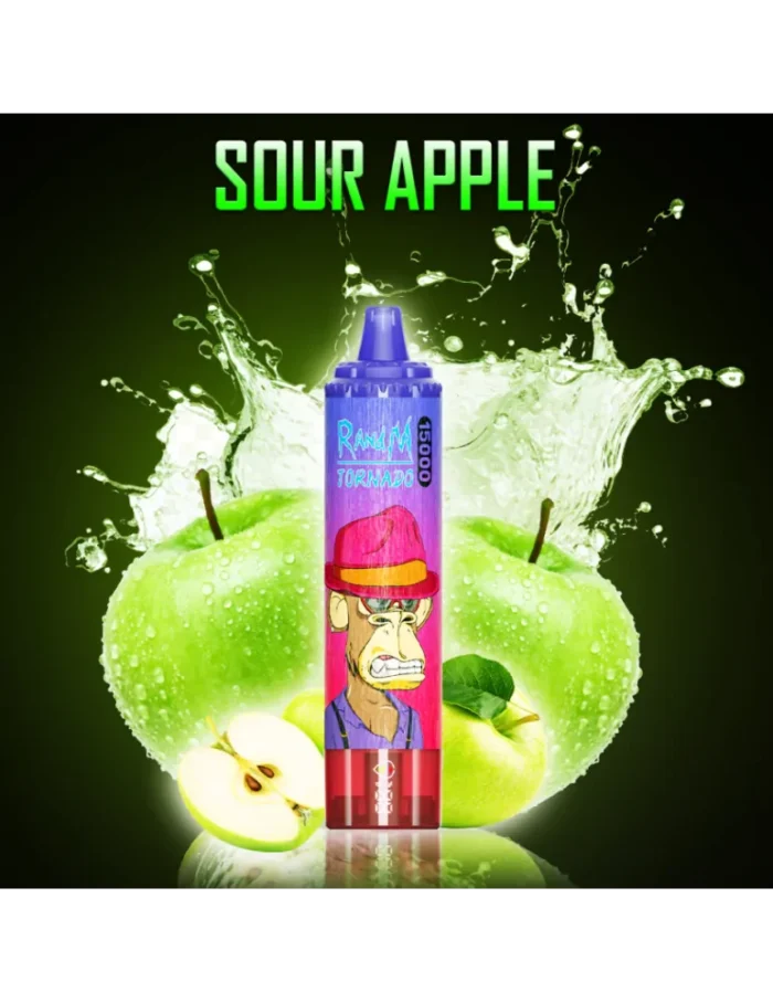 Tornado 15000 puffs Sour Apple 20mg - RandM Disposable Vape